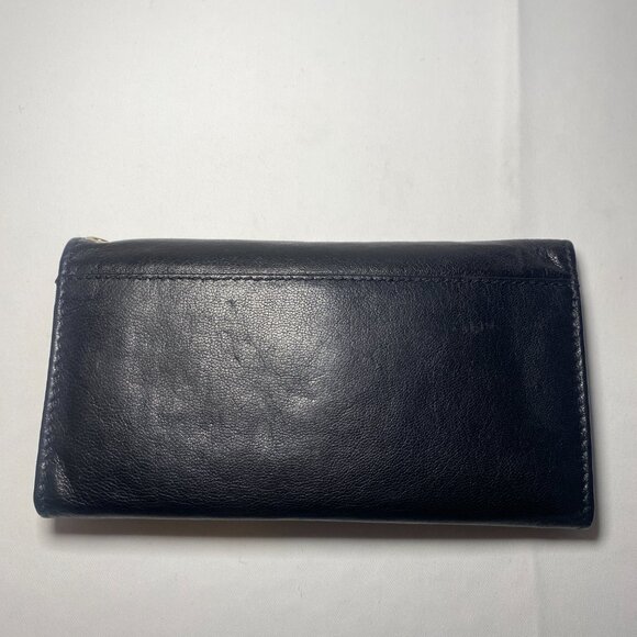 F&L Classic Black Tri-Fold Full Grain Leather Wallet RFID Zipper Snaps New NoBox - Picture 4 of 9